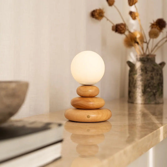 Lampe rechargeable Isabella en bois et verre - Sans fil et à intensité variable