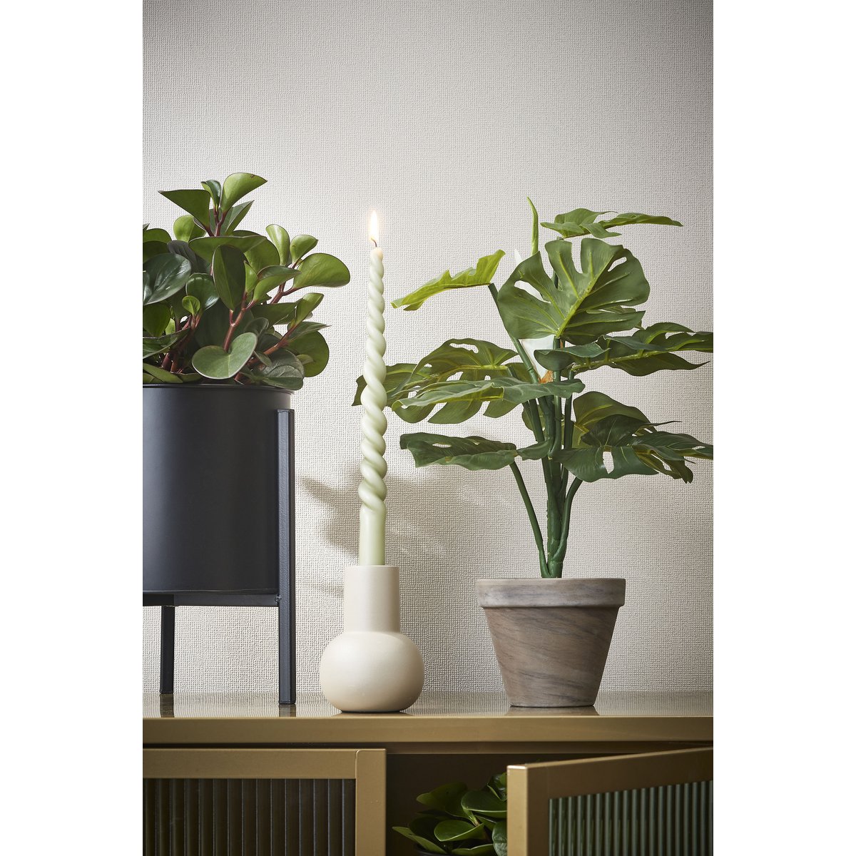 Plante Artificielle Monstera en Pot de Fleur Stan - H48 x Ø39 cm - Vert