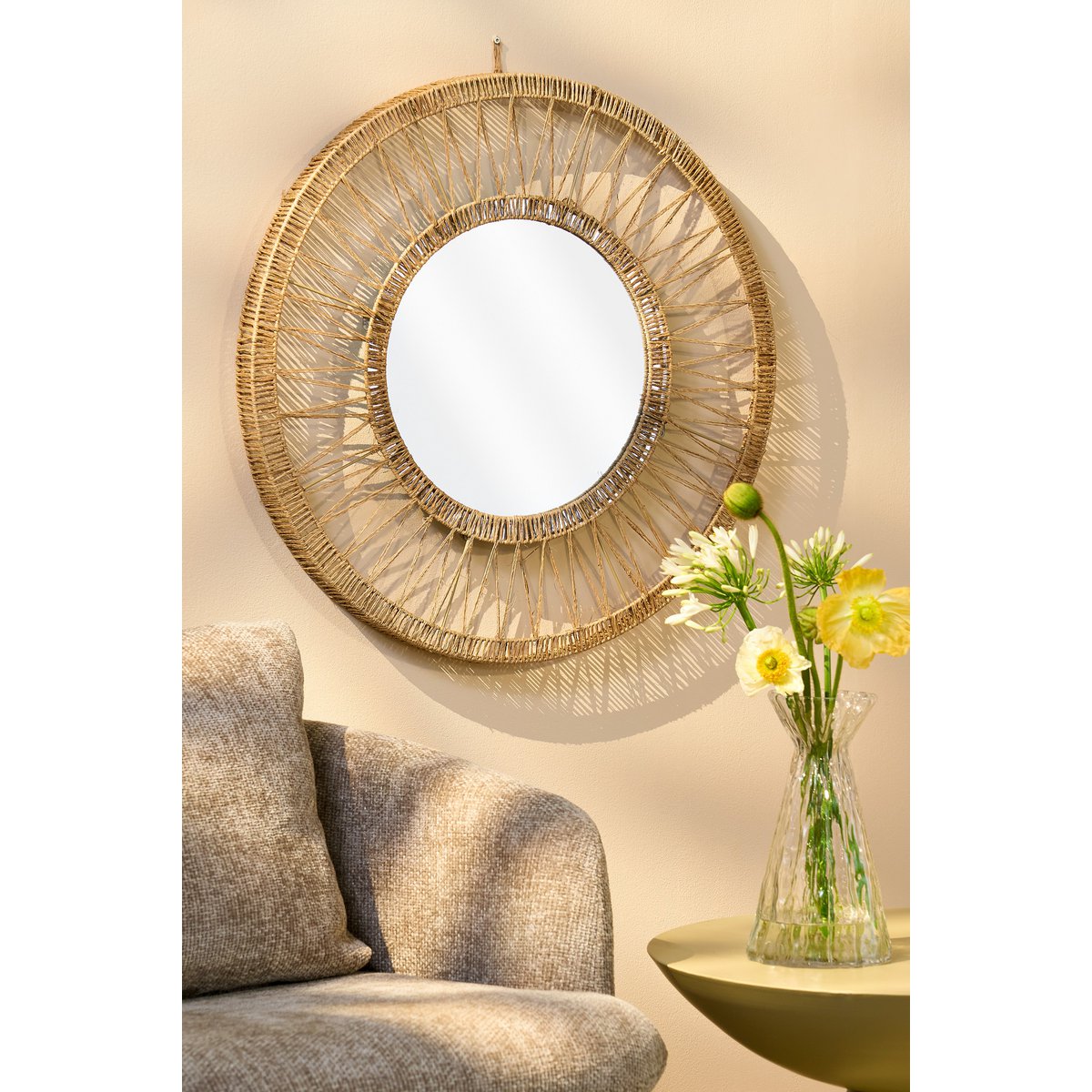Miroir mural Ludy / H5 x Ø70 cm - Jute - Marron clair
