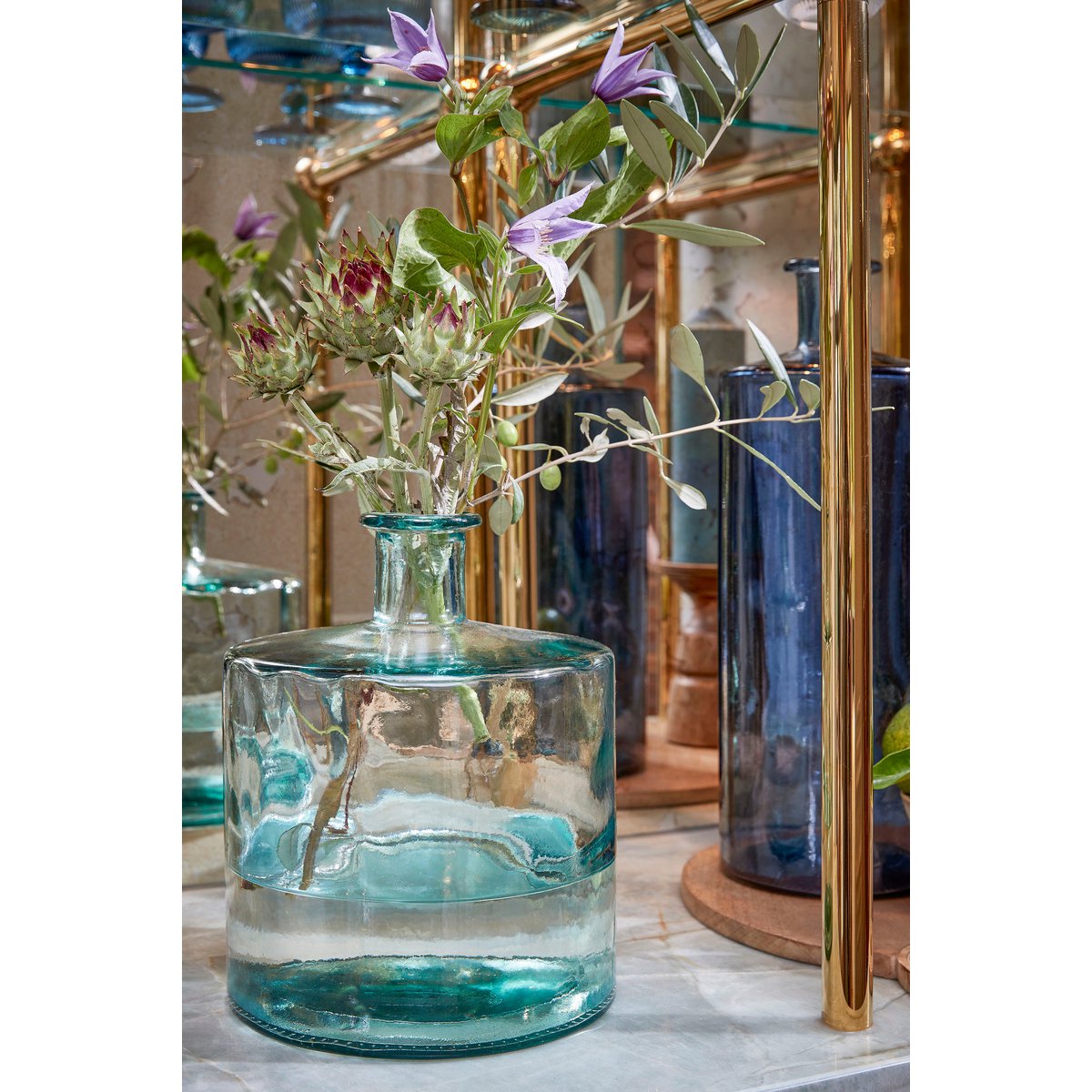 Vase Bouteille Guan - H26 x Ø21 cm - Verre recyclé - Transparent