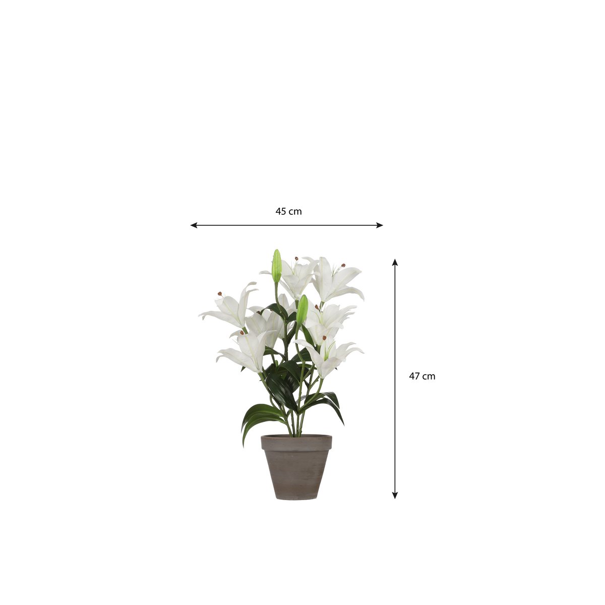 Plante de Lys Tigré Artificiel en Pot de Fleur Stan - H47 x Ø45 cm - Blanc