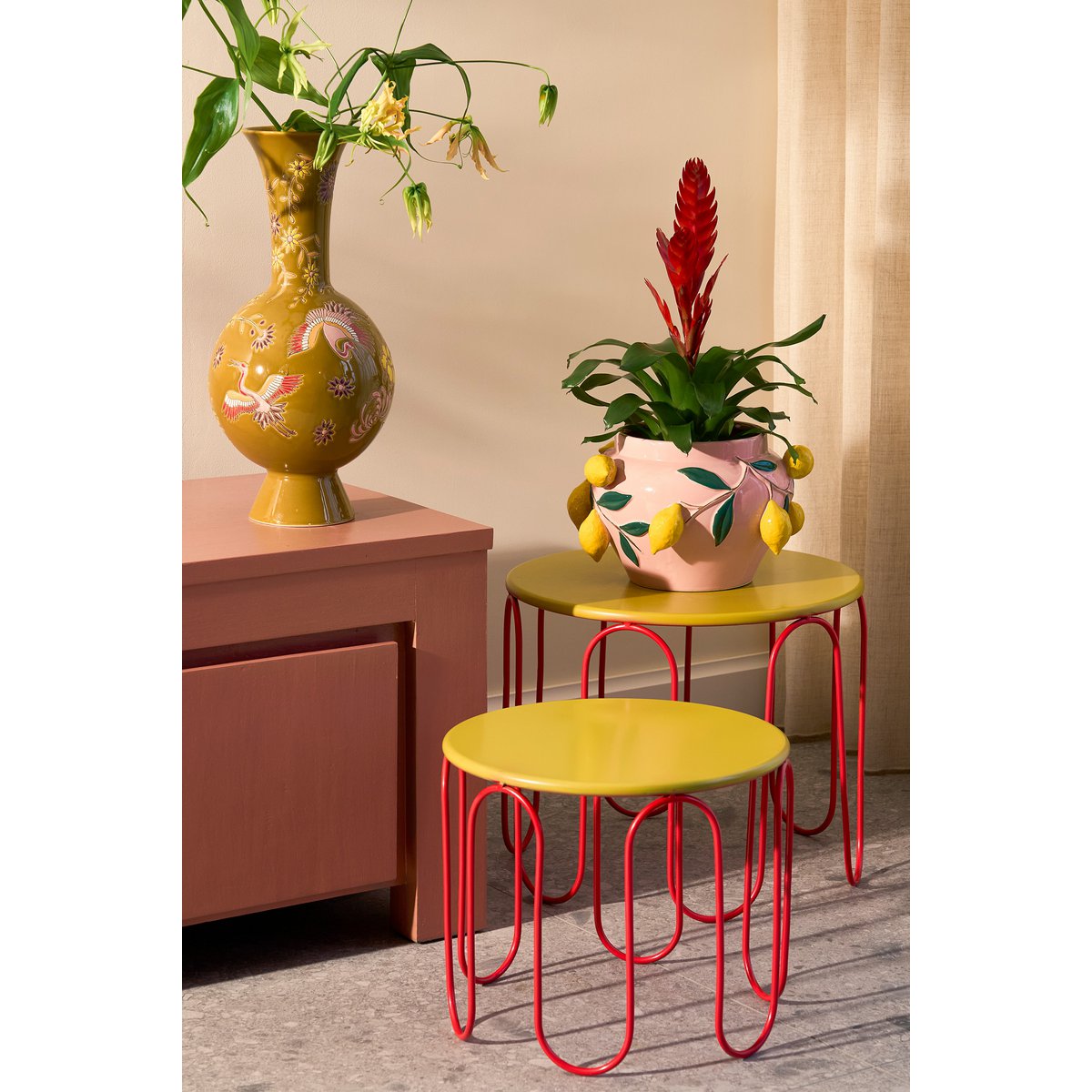 Melika Flowerpot à l'intérieur - H19 x Ø29 cm - Céramique - rose clair