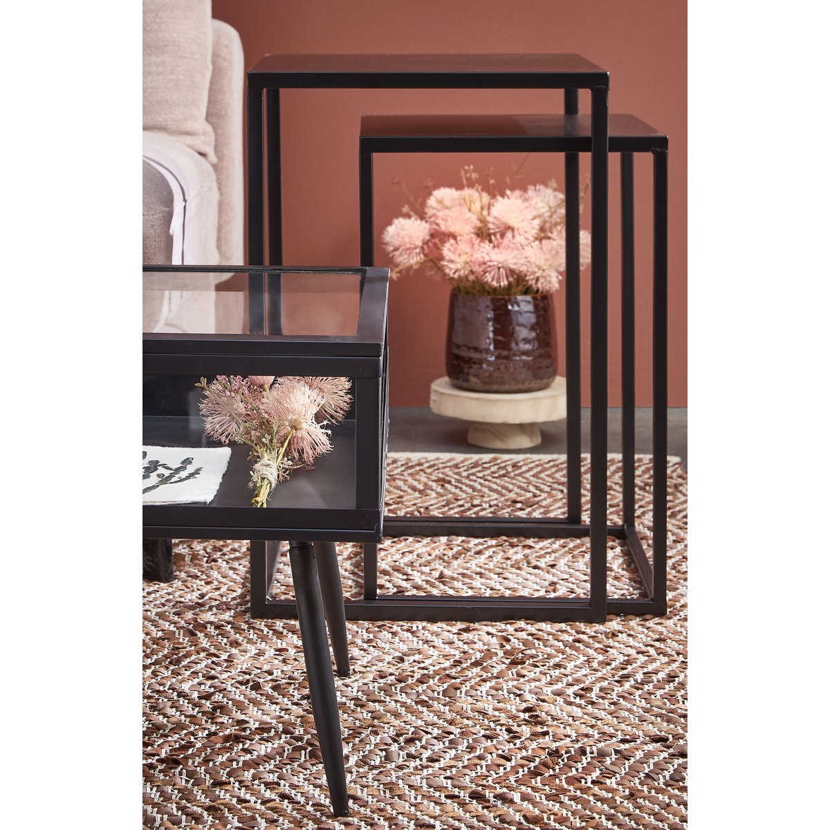Table d'appoint Goa - Lot de 2 - L35 x l35 x H55 cm - Métal - Noir