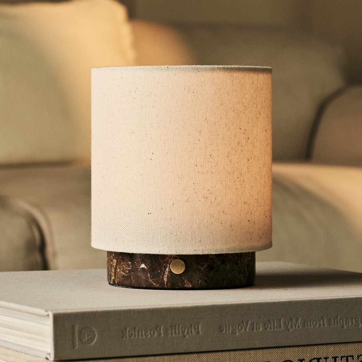 Lampe de Table en Marbre- Mauve Beige & Brown / Emperador Dark