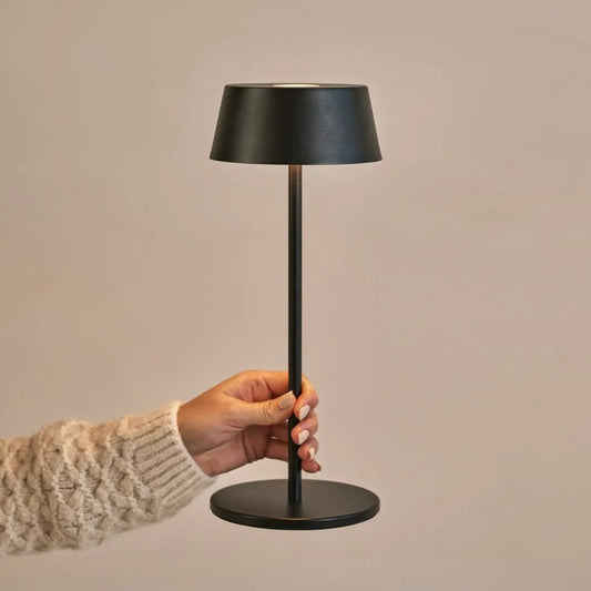 Hugo Midnight Black Rechargeable Table Lamp - Dimmable, Stylish & Cordless