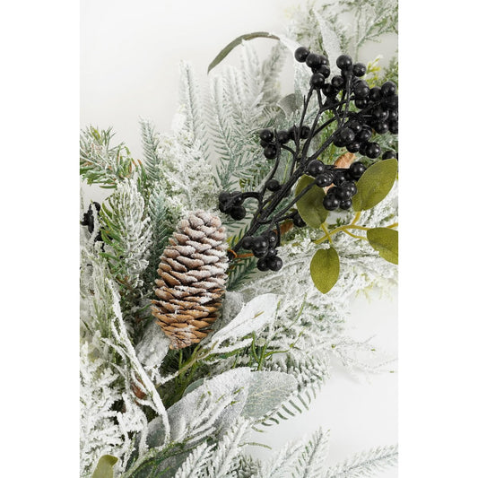 Vesper Garlande avec des pommes de pin - L180 x B15 x H10 cm - vert, noir