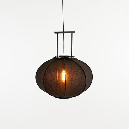 Lampe à Suspension Pego / H55 x Ø50 cm - Lin - Noir