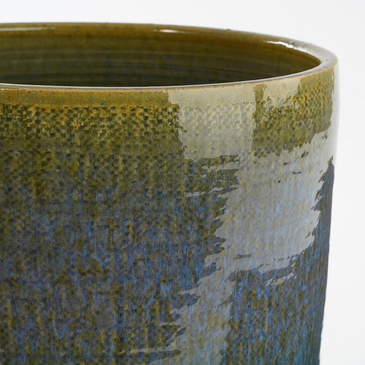 Olof Flowerpot - H20 X Ø22 cm - Terracotta - Bleu foncé