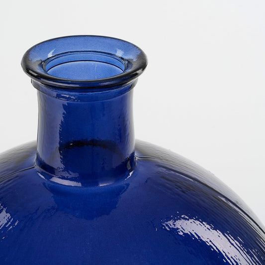 Vase Bouteille Firenza - H42 x Ø34 cm - Verre recyclé - Bleu Foncé