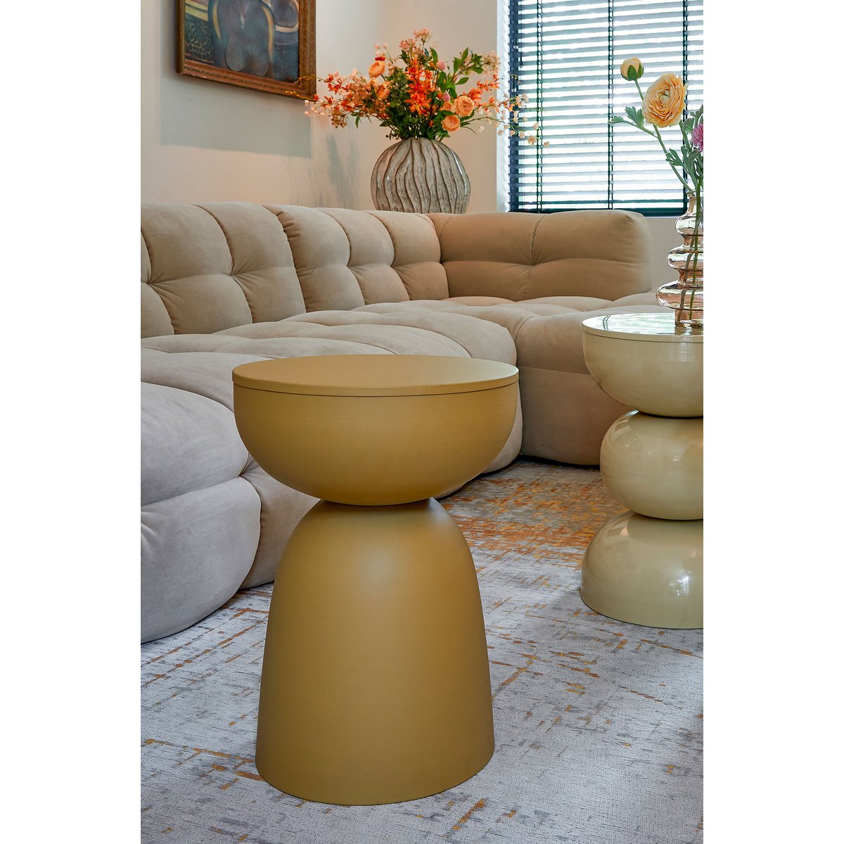 Table d'appoint Elliot - H45 x Ø32 cm - Iron - Ochère Jaune