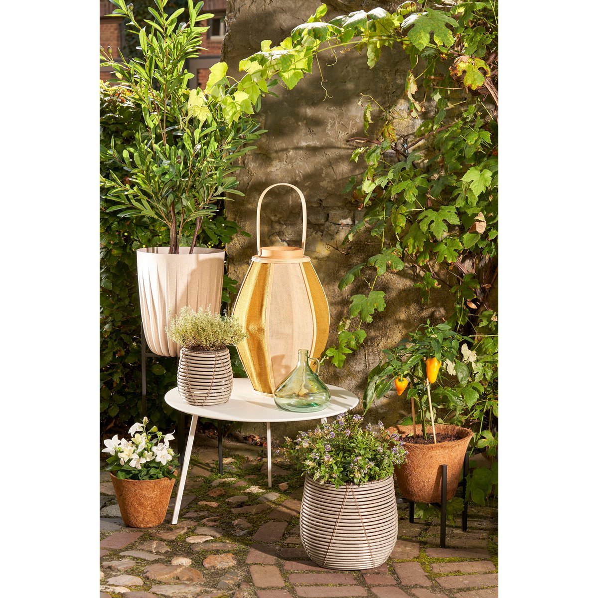 Table d'appoint Seatle pour l'extérieur - H38 x Ø58 cm - Métal - blanc