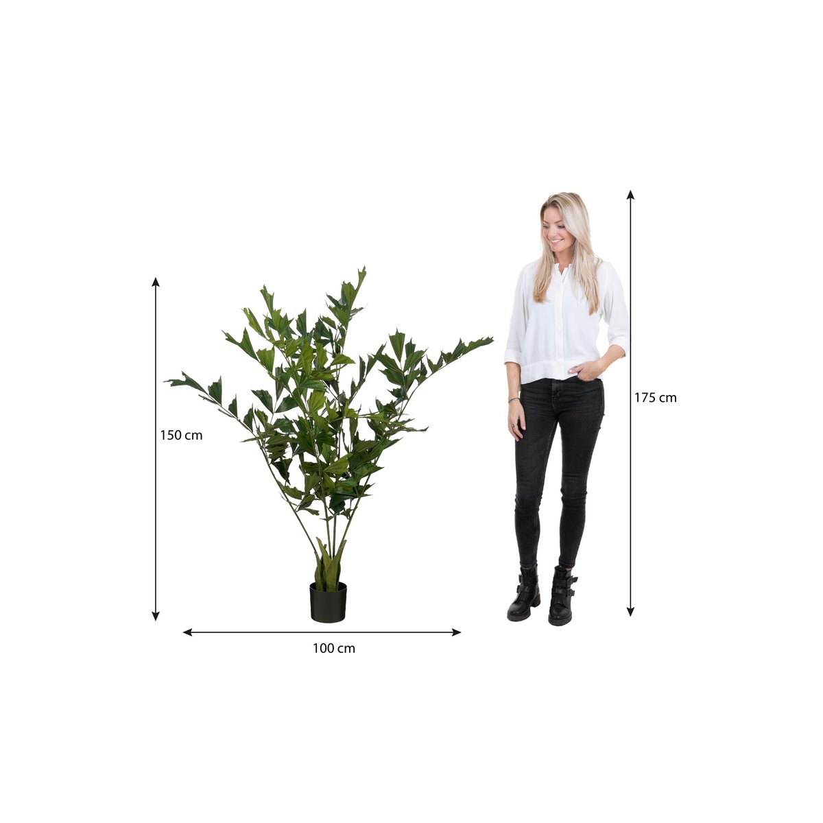 Plante artificielle de palmier de la queue de poisson en pot - H150 x Ø100 cm - vert