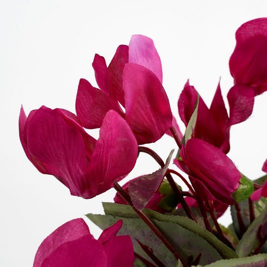 Plante Cyclamen Artificielle en Pot de Fleur Stan - H30 x Ø30 cm - Rose Foncé