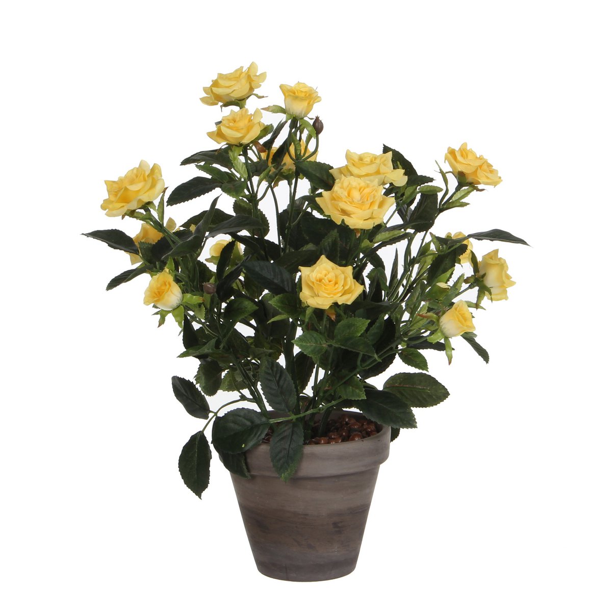 Rosier artificiel en pot de fleur Stan - H33 x Ø25 cm - Jaune