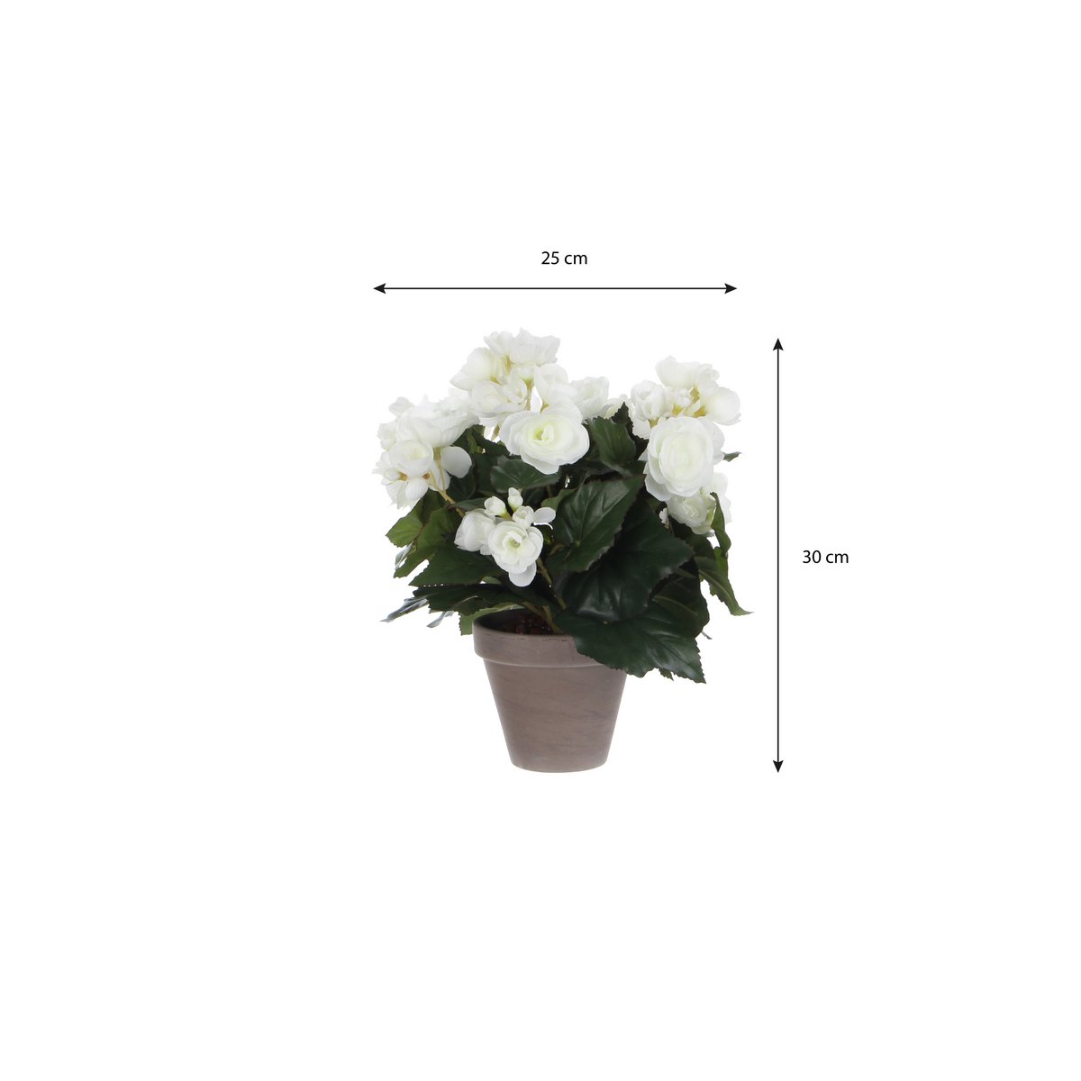 Plante Bégonia Artificielle en Pot de Fleur Stan - H30 x Ø25 cm - Blanc