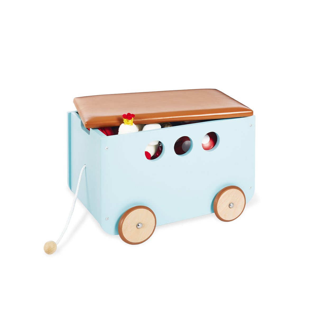 Coffre à jouets sur roulettes 'Jim', menthe