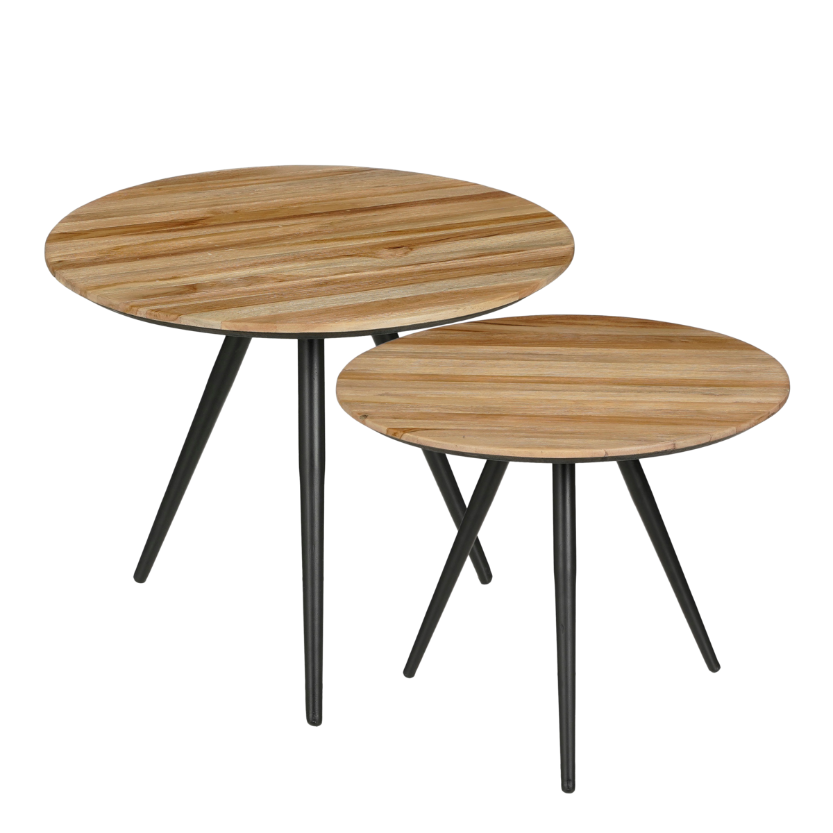 Table d'Appoint Jailey - Lot de 2 - H49 x Ø50 cm - Bois Recyclé - Marron