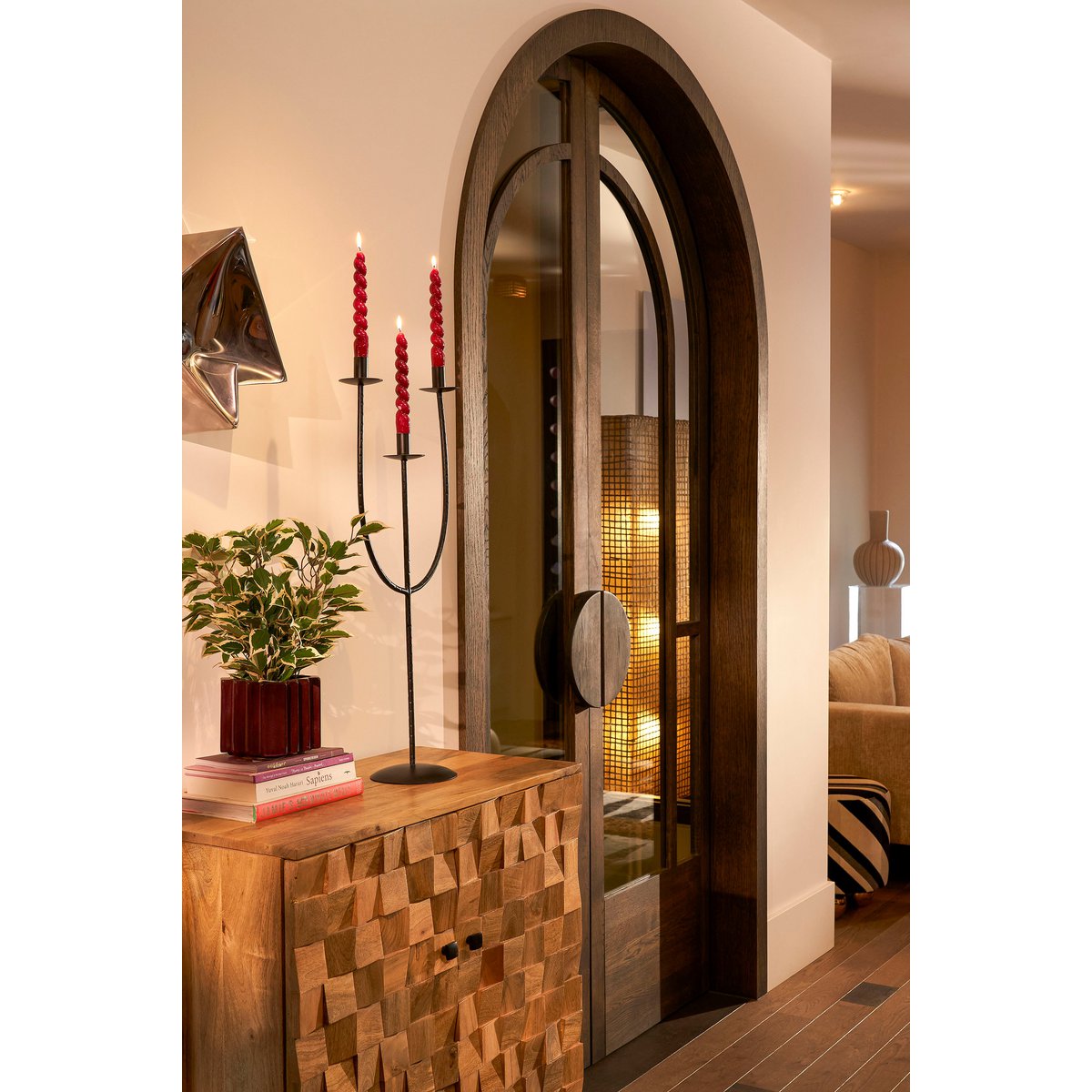 Ficus Natasja Plante Artificielle en Pot de Fleur Stan - H40 x Ø30 cm - Vert Panaché