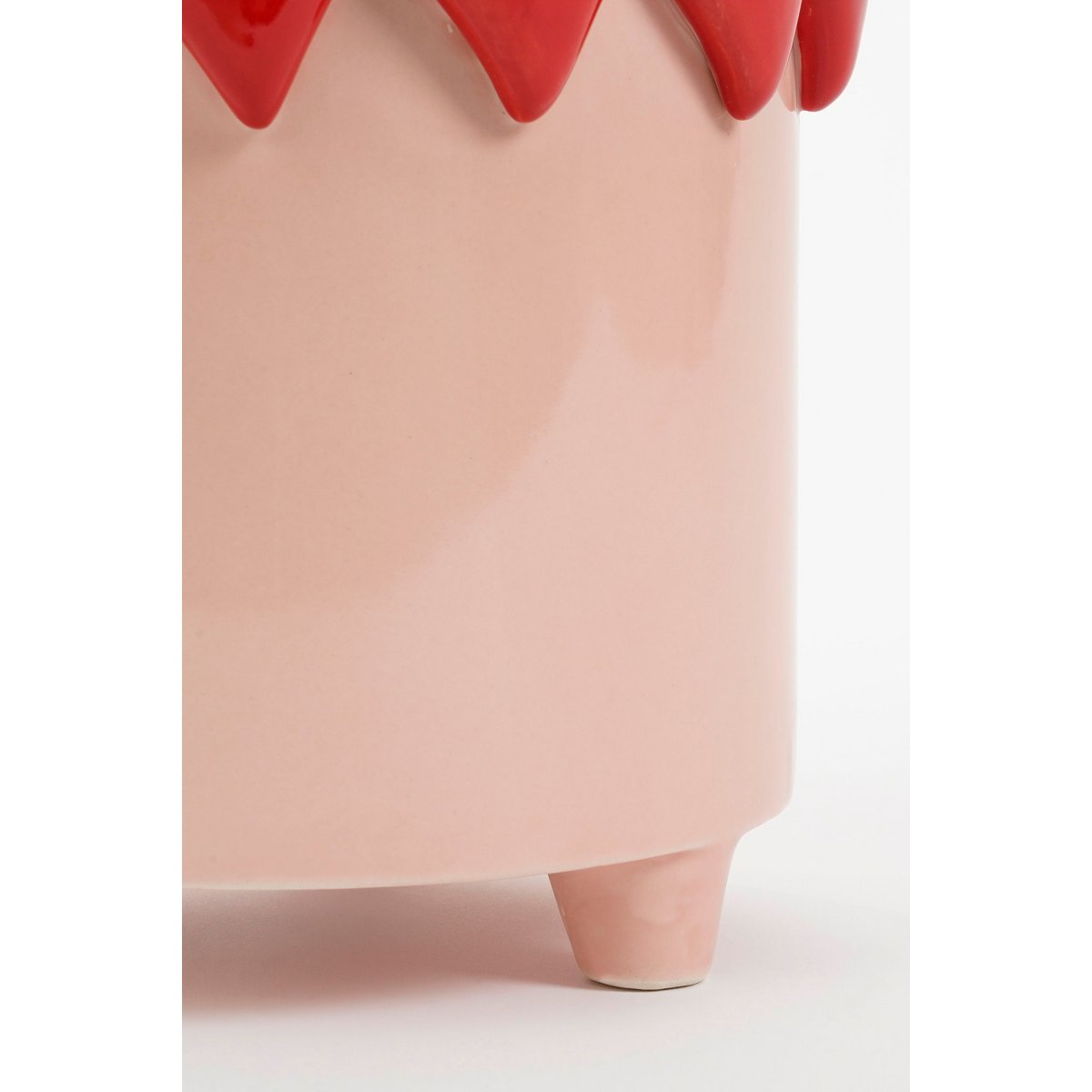 Paute de fleur avec coeurs - H18 x Ø21 cm - Dolomite - rose, rouge