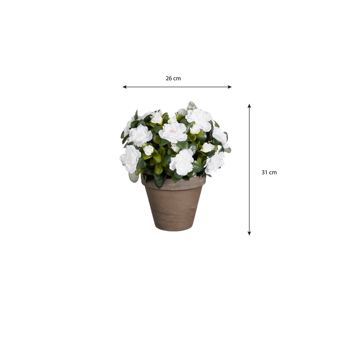 Plante Azalée Artificielle en Pot de Fleur Stan - H31 x Ø26 cm - Blanc