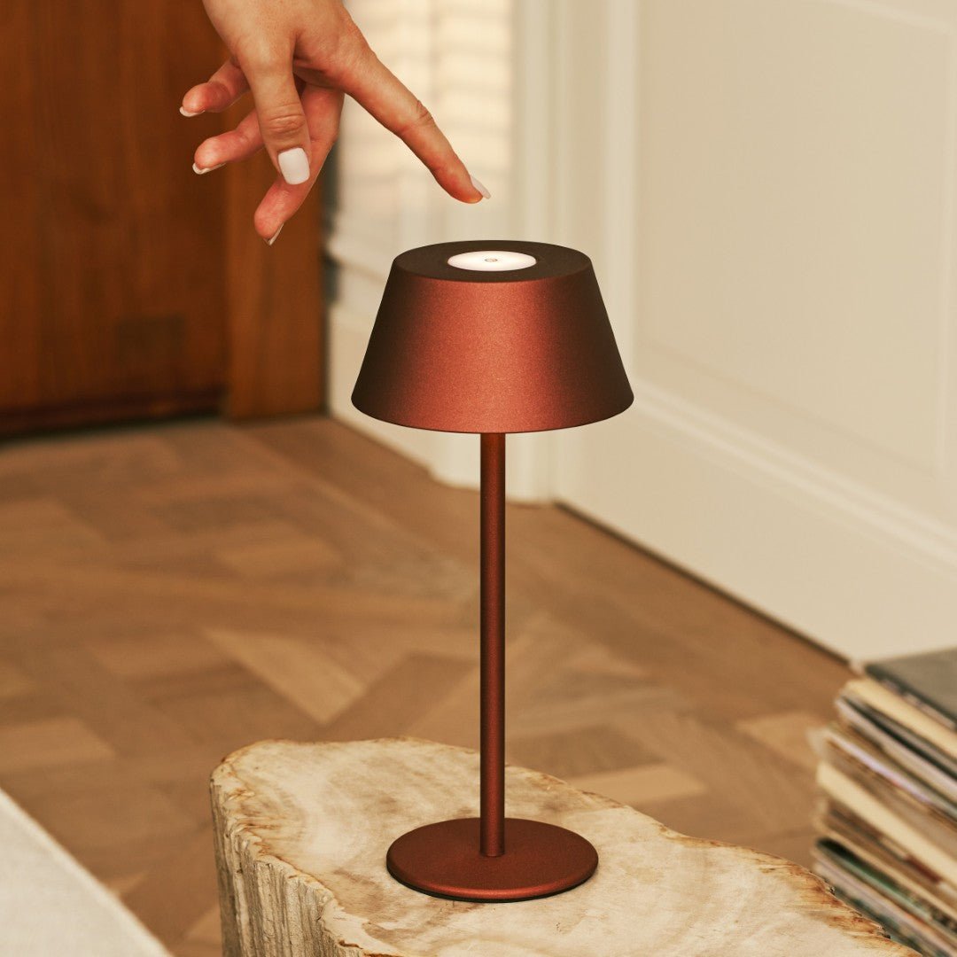 Milou Bronze - lampe de table sans câble l moderne, design et 3 modes lumineux
