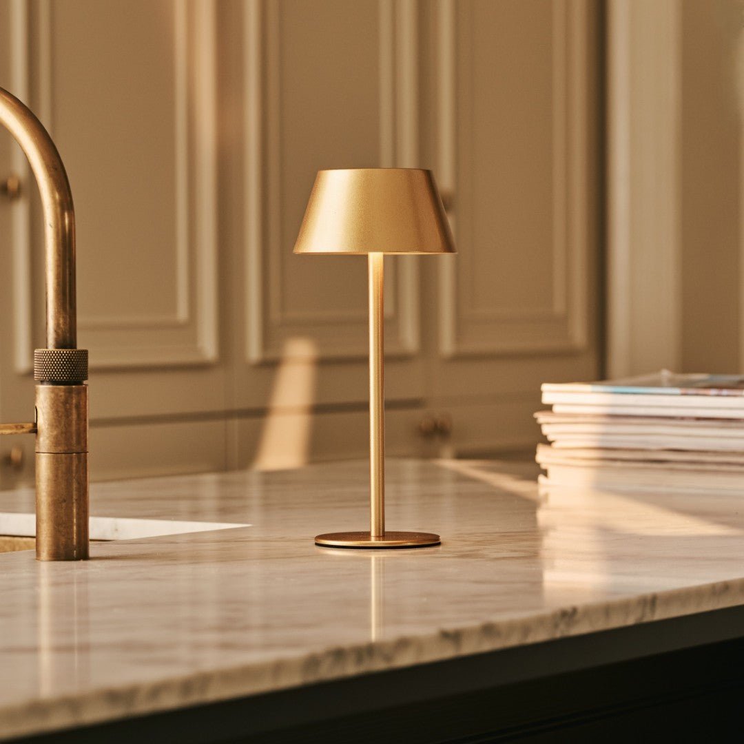 Milou Gold - lampe de table sans câble l moderne, design et 3 modes lumineux