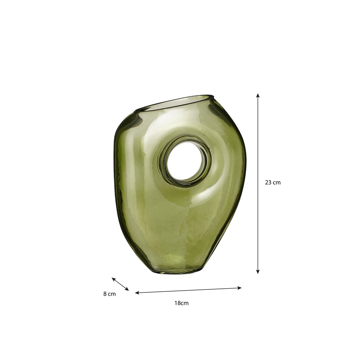Vase Jay - L18 x L8 x H23 cm - Verre - Vert clair