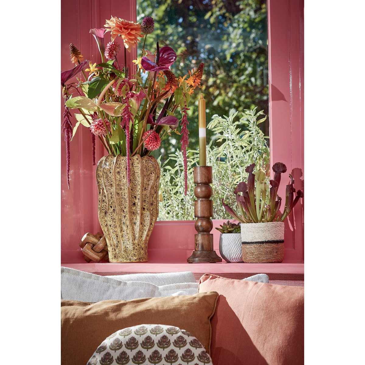 Philo Kandelaar - H30 X Ø11 cm - Mangohout - Brown