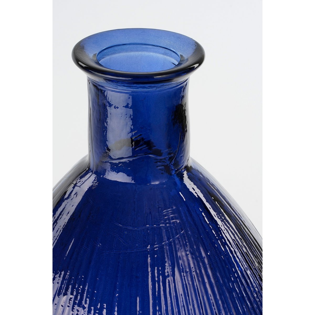 Vase Bouteille Firenza - H59 x Ø29 cm - Verre recyclé - Bleu Foncé
