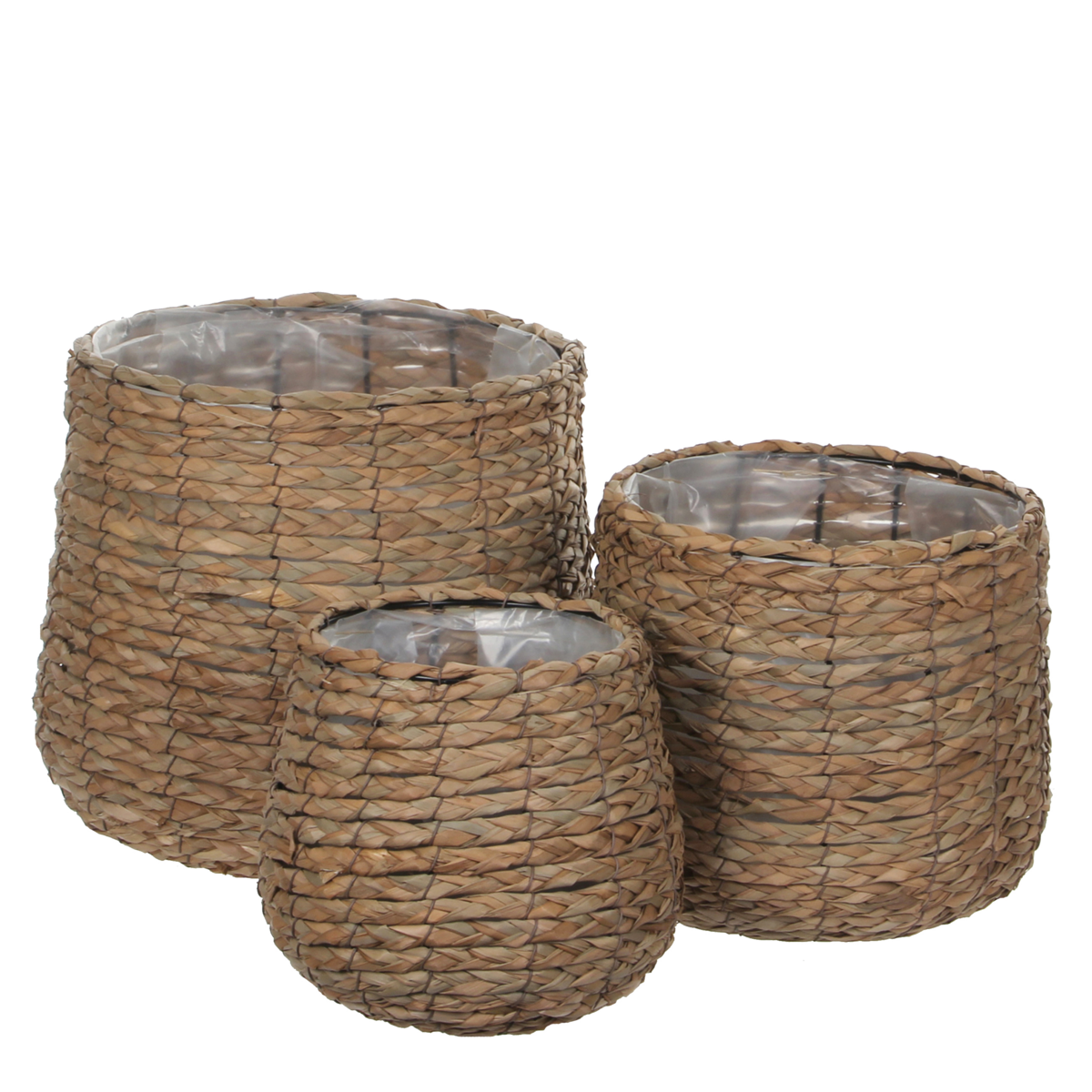 Panier à Plantes Avalon - Lot de 3 - H31 x Ø30 cm - Jonc de Mer - Marron clair