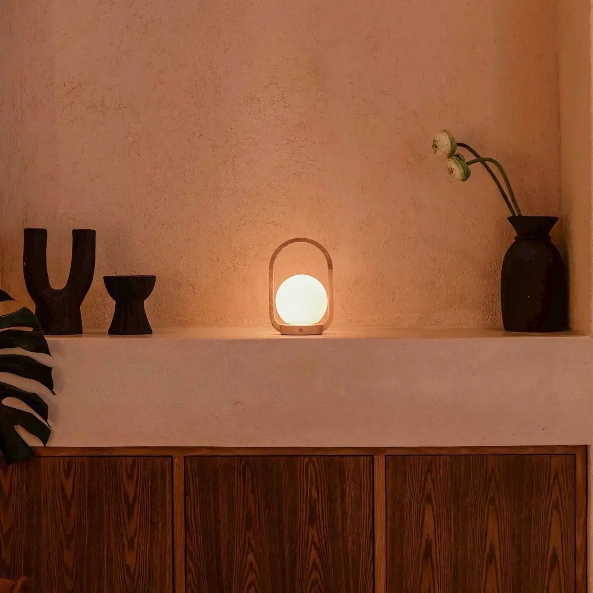 Lampe sans fil en bois marron clair Skye | Conception rechargeable et variable