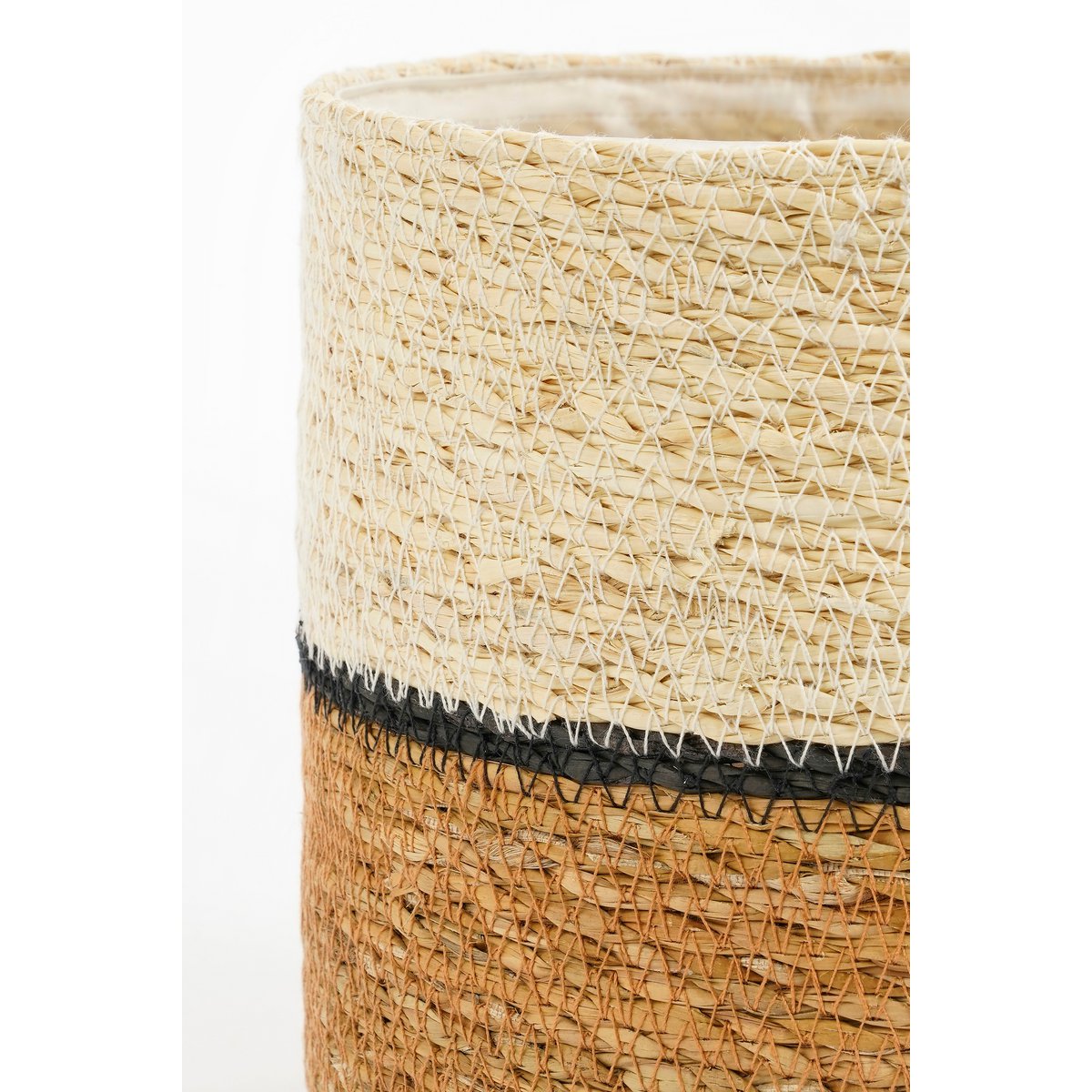 Panier végétal Damian - Ensemble de 2 - H20 x Ø20 cm - herbe maritime - blanc