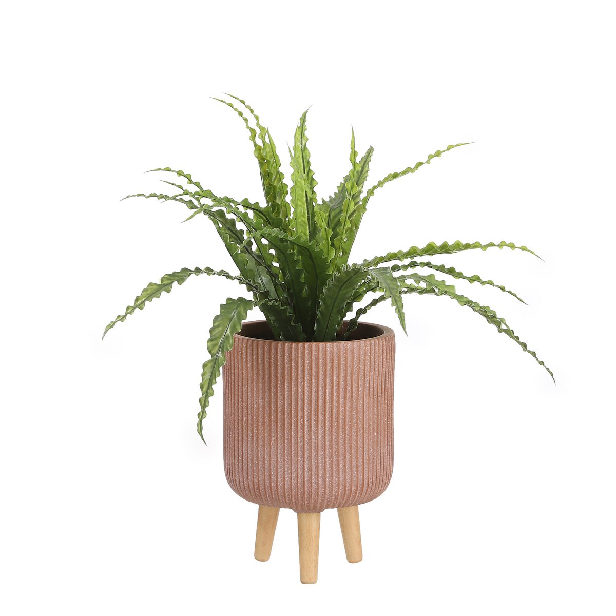 Plante Artificielle Asplenium en Pot de Fleur Stan - H54 x Ø66 cm - Vert