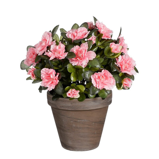 Plante Azalée Artificielle en Pot de Fleur Stan - H31 x Ø26 cm - Pêche