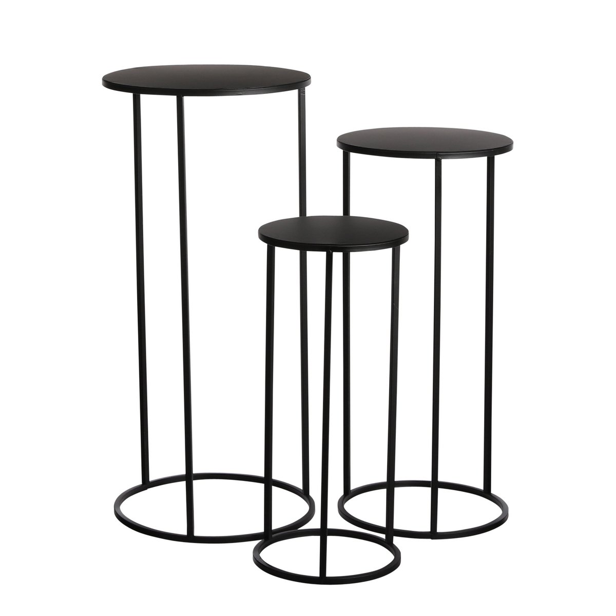 Table d'appoint Quinty / Lot de 3 - H70 x Ø32 cm - Métal - Noir