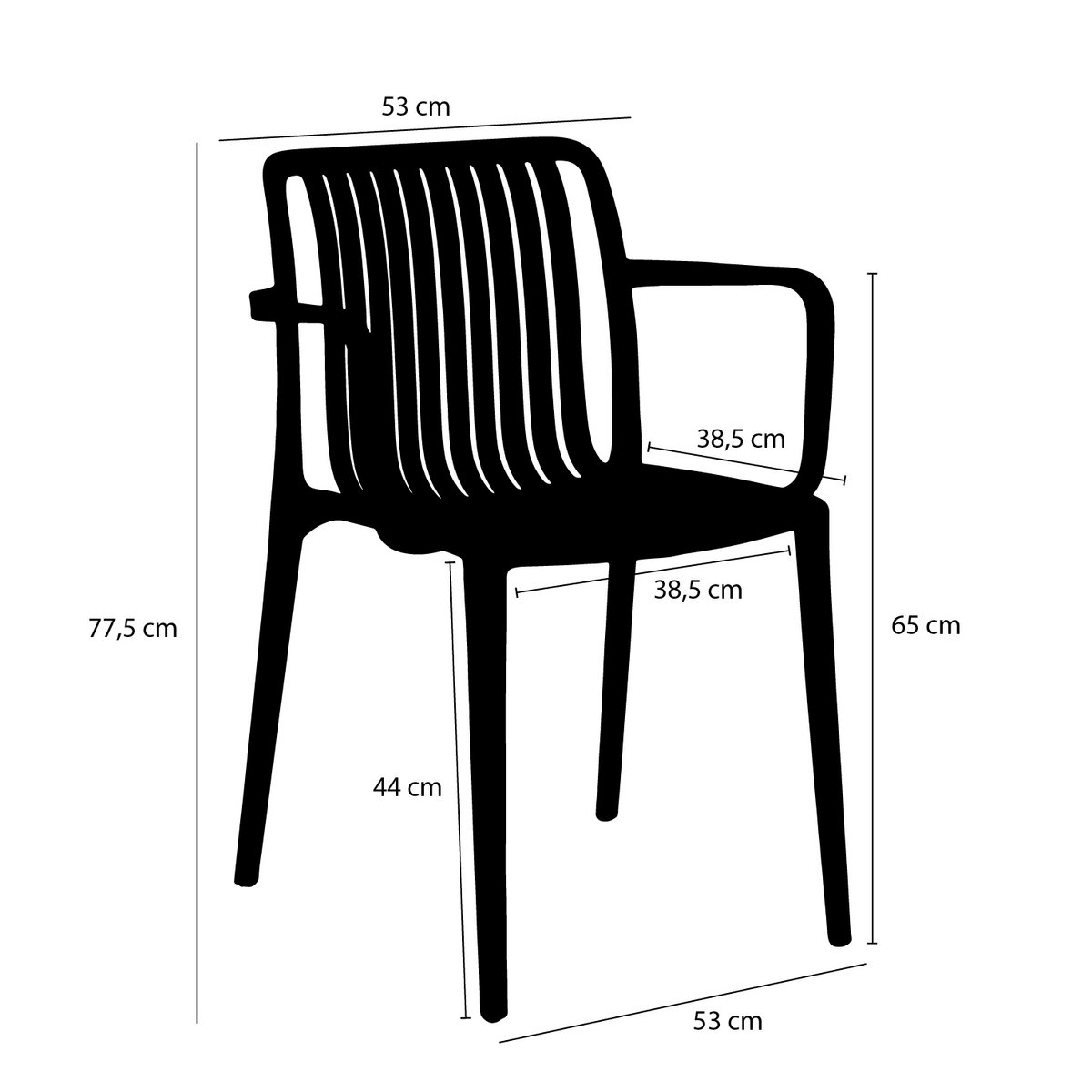 Chaise de jardin Paloma - Polypropylène - Noir