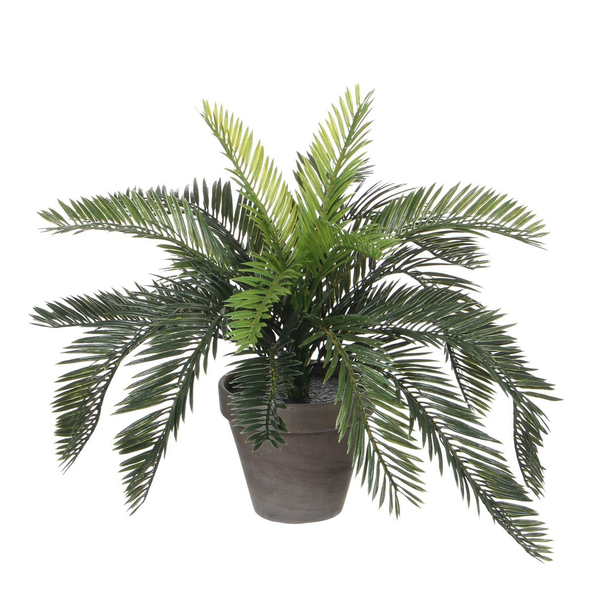 Palmier Cycas Artificiel en Pot de Fleur Stan - H37 x Ø44 cm - Vert