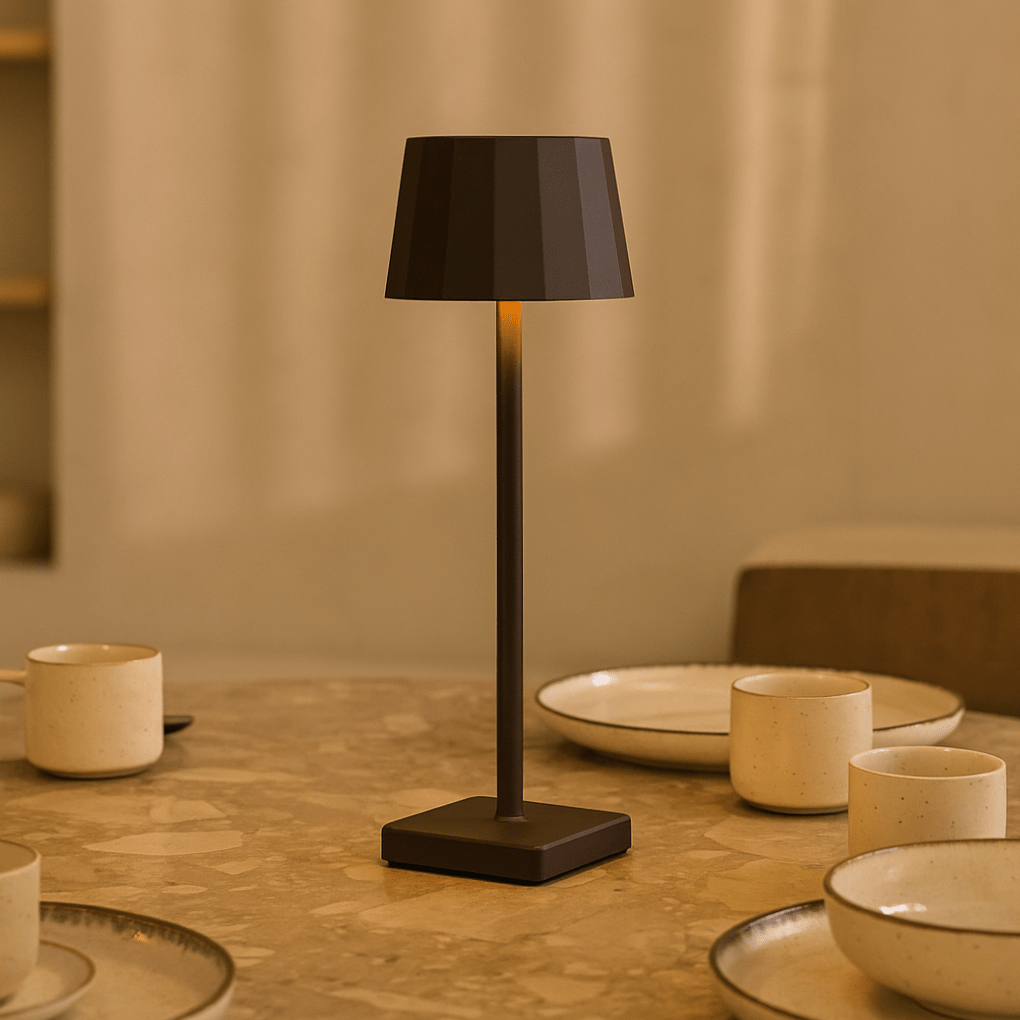 Wouter Mocha Brown Lampe de table rechargeable - Charge sans fil, Dimmable, durée de vie de la batterie de 120 heures
