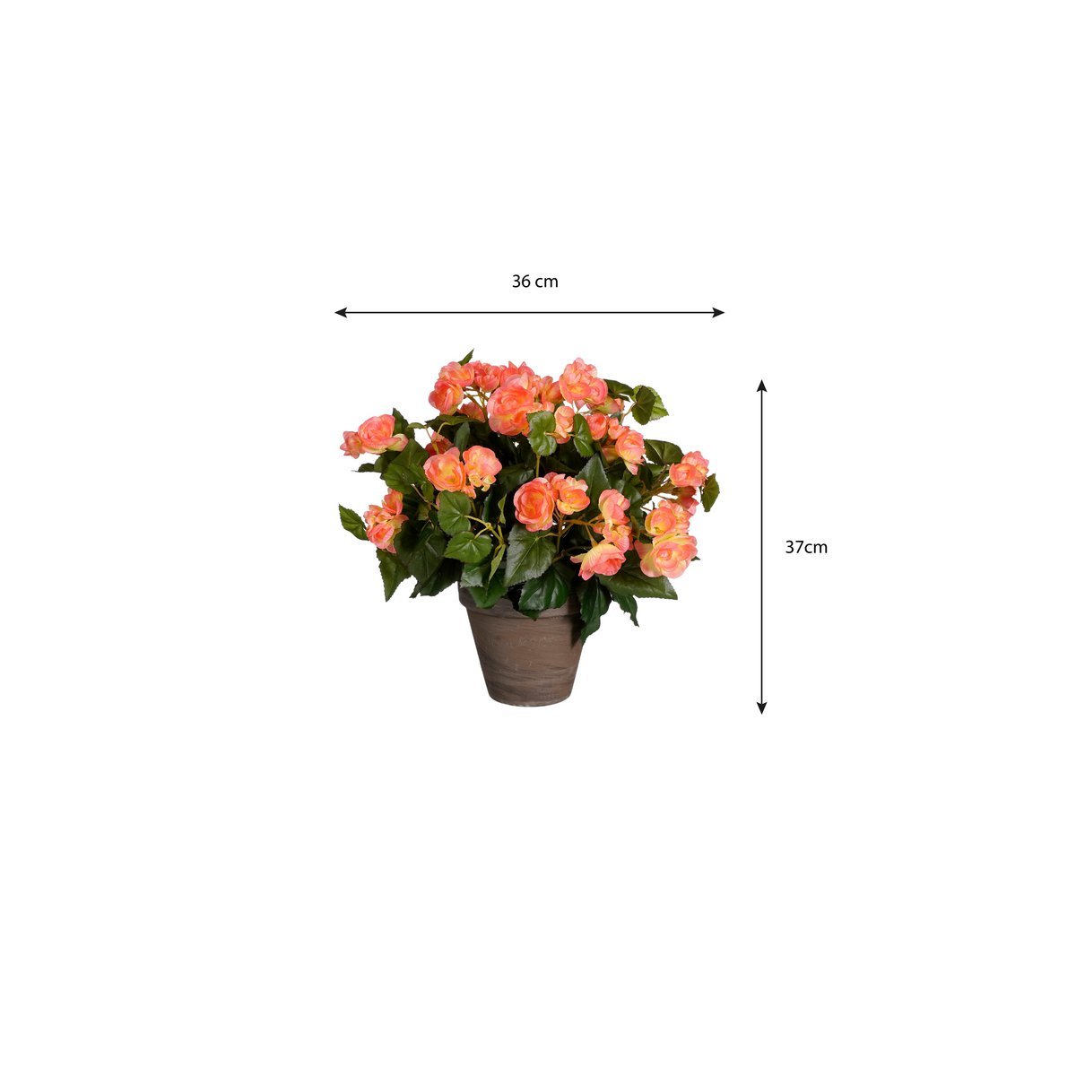 Plante Bégonia Artificielle en Pot de Fleurs Stan - H37 x Ø36 cm - Rose Saumon