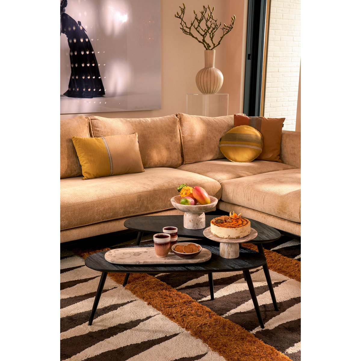 Table d'Appoint Jailey - Lot de 2 - L84 x L39 x H39 cm - Bois Recyclé - Noir