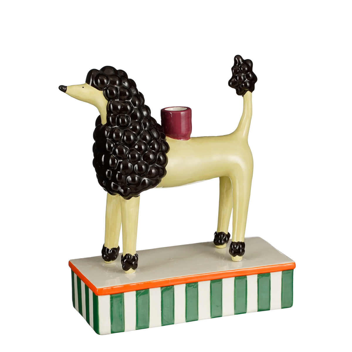 Bougeoir Chien - L24 x L11 x H29 cm - Céramique - Jaune clair