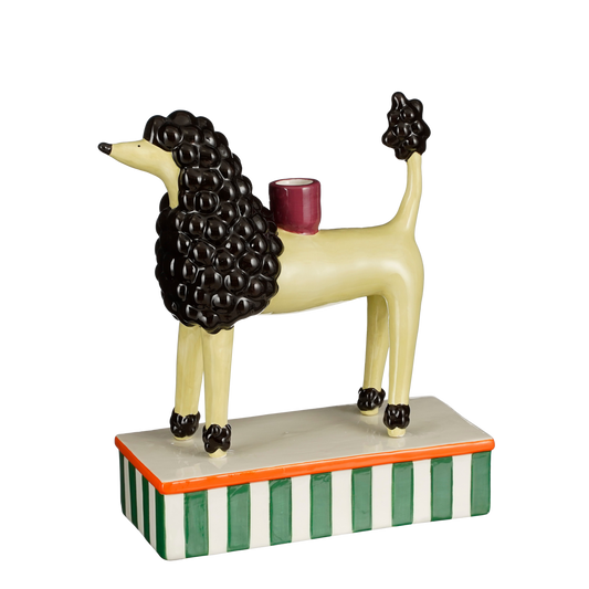 Bougeoir Chien - L24 x L11 x H29 cm - Céramique - Jaune clair