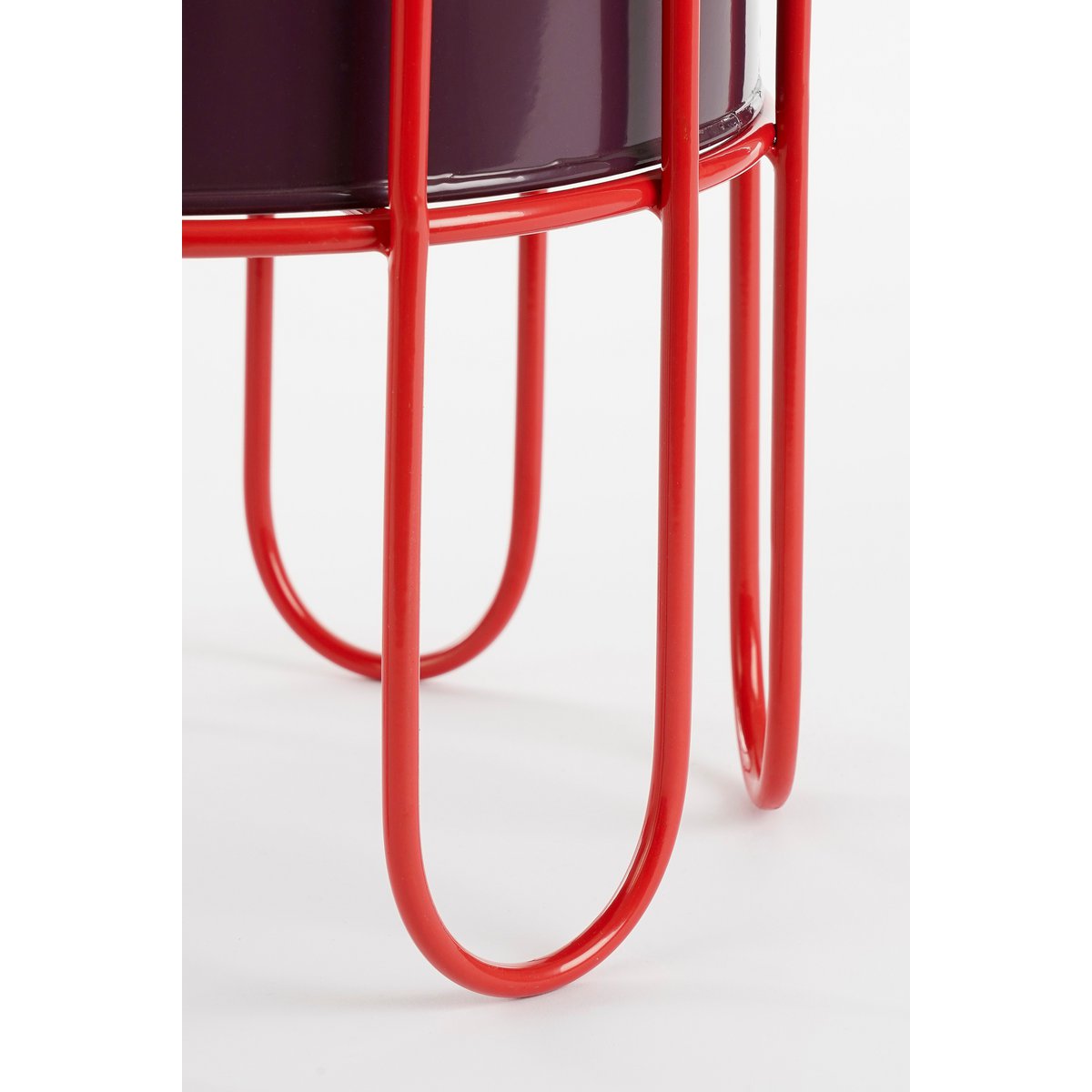 Dione Flowerpot sur standard - Ensemble de 2 - H35 x Ø26 cm - métal - rouge foncé, rouge clair