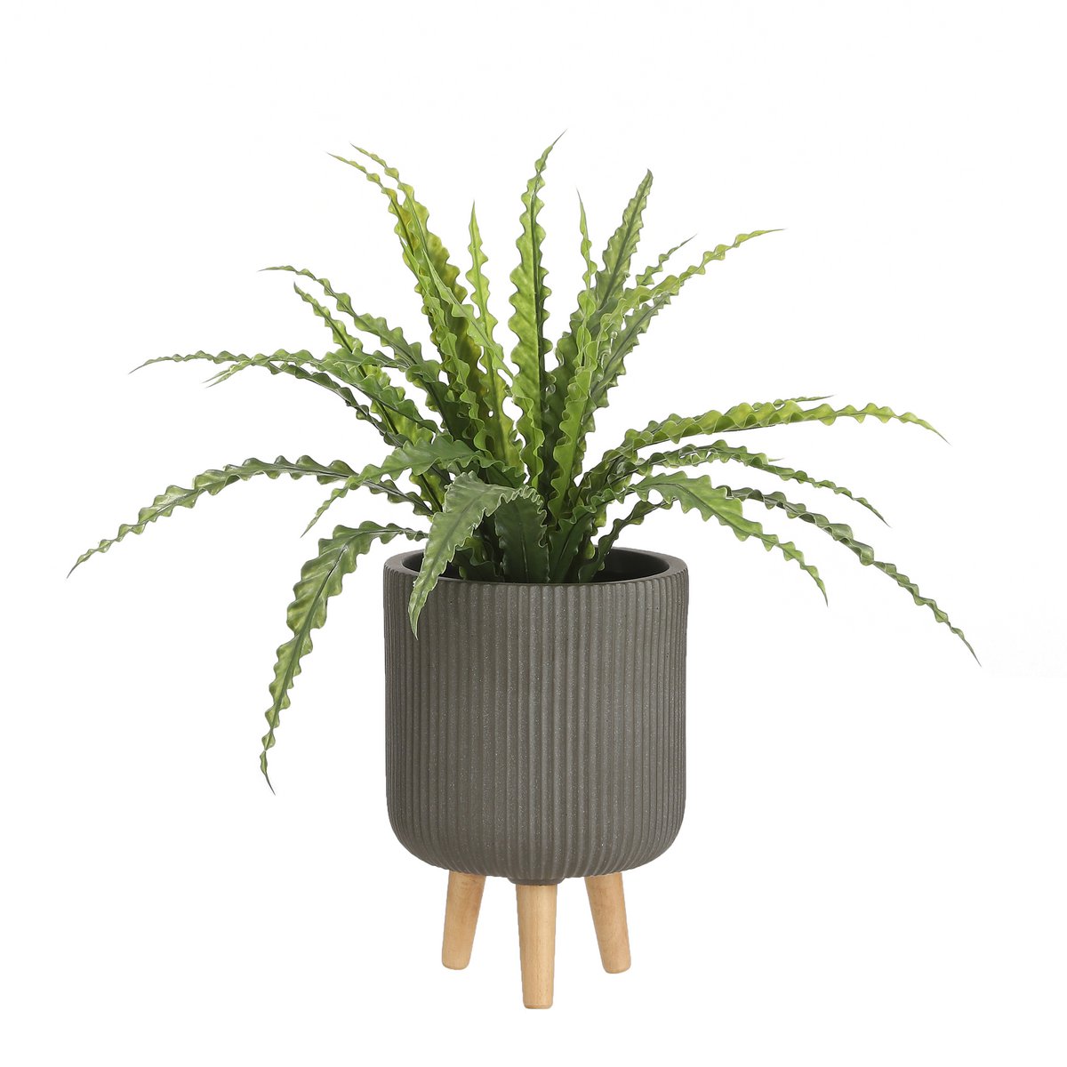 Plante Artificielle Asplenium en Pot de Fleur Stan - H54 x Ø66 cm - Vert