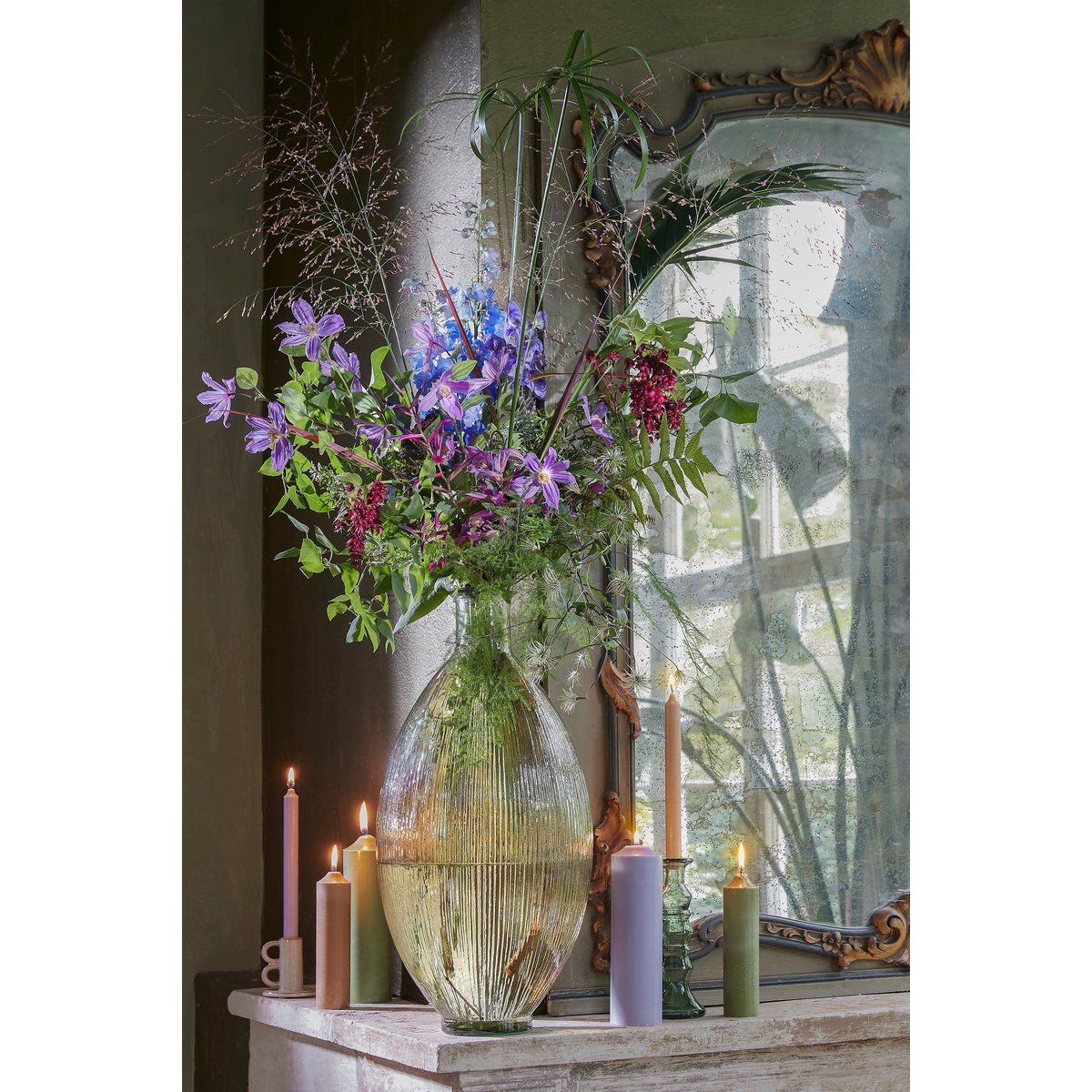 Vase Bouteille Firenza - H59 x Ø29 cm - Verre recyclé - Marron clair