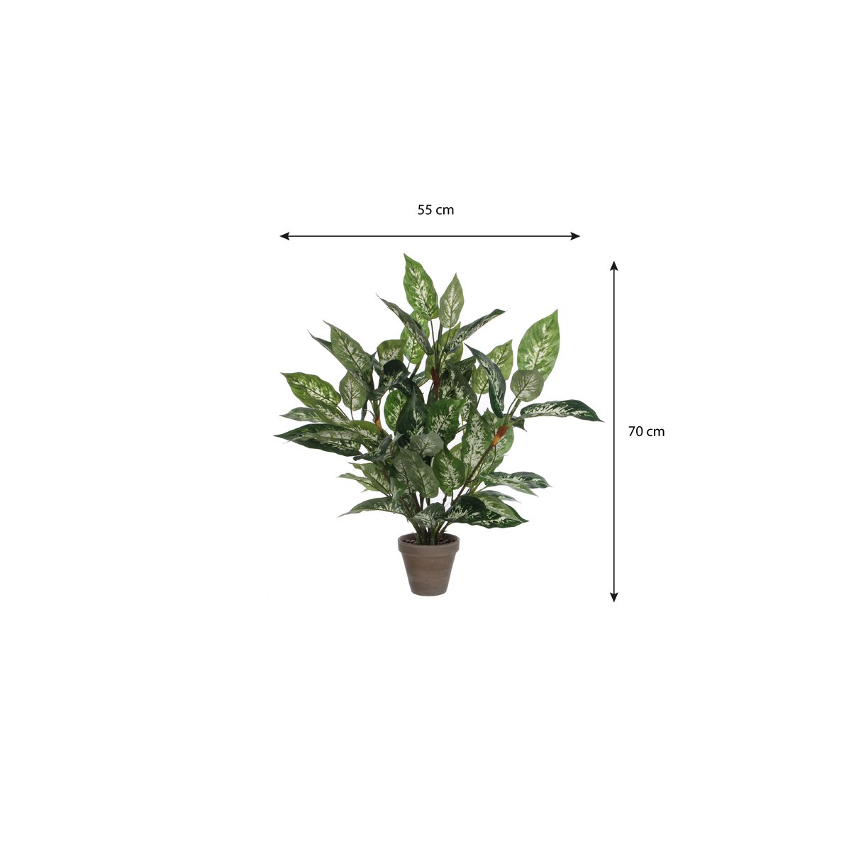 Plante Artificielle Dieffenbachia en Pot de Fleur Stan - H70 x Ø55 cm - Vert