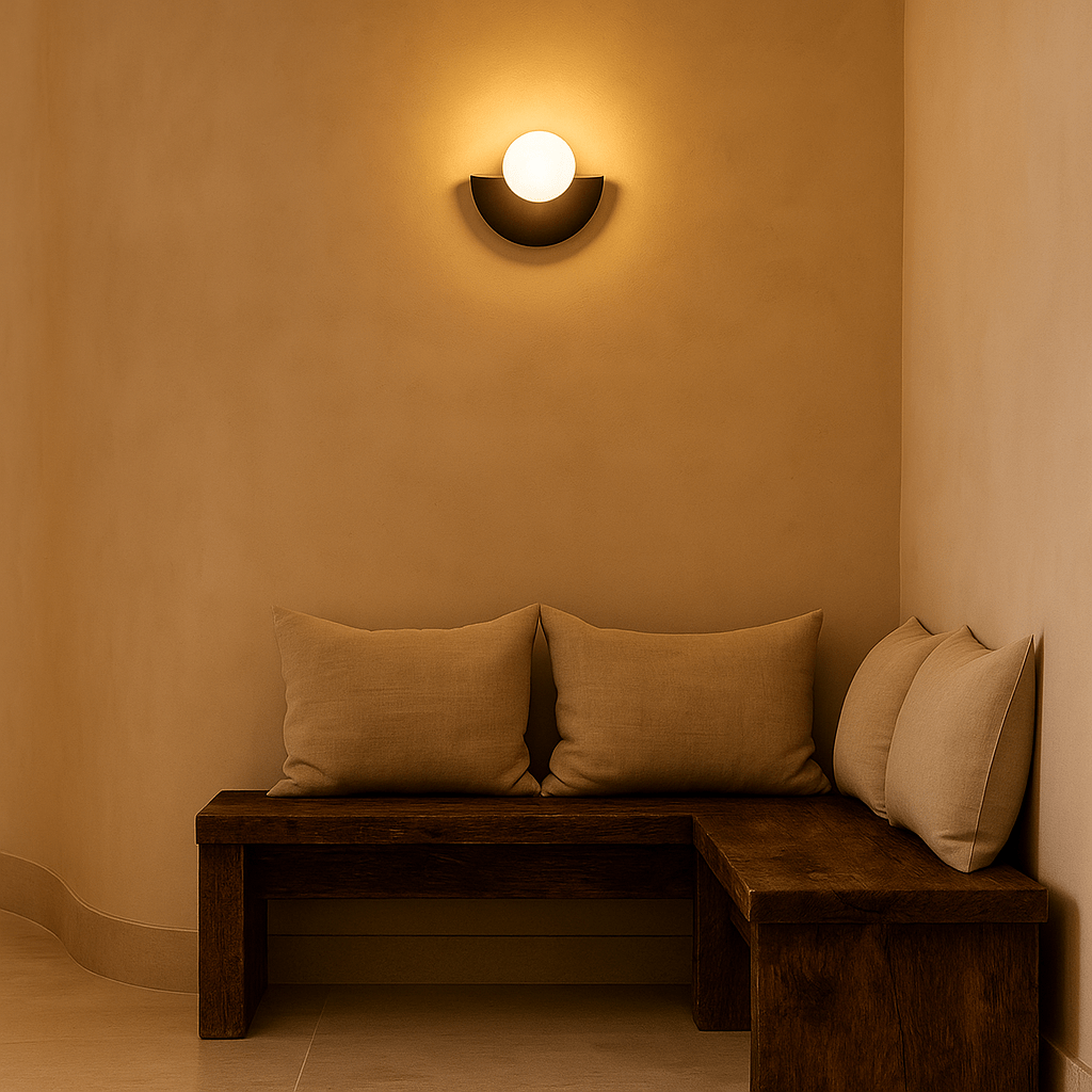 Applique murale sans fil noire Kane – Lampe rechargeable en bois et verre