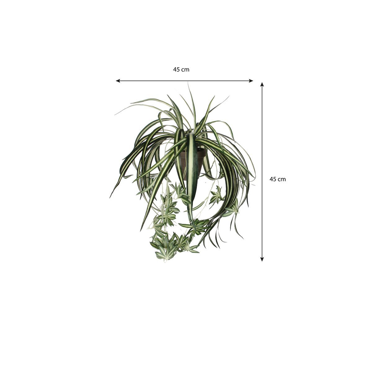 Plante de Chlorophytum Artificielle en Pot de Fleur Stan - H45 x Ø45 cm - Vert
