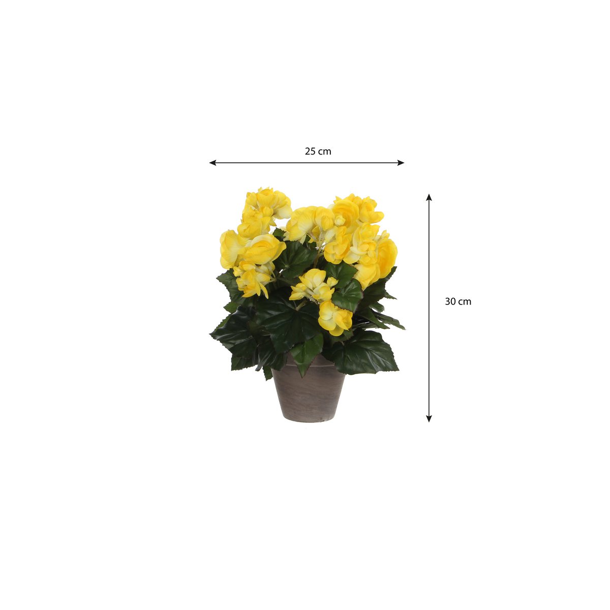 Plante Bégonia Artificielle en Pot de Fleur Stan - H30 x Ø25 cm - Jaune