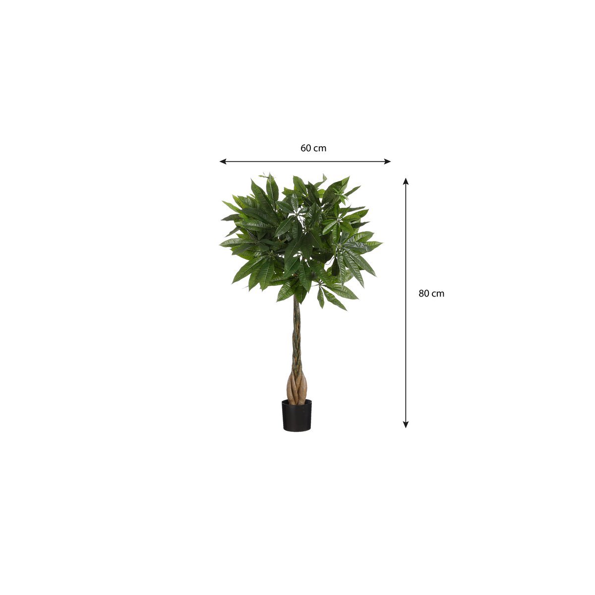 Plante Artificielle Pachira - H80 x Ø60 cm - Vert